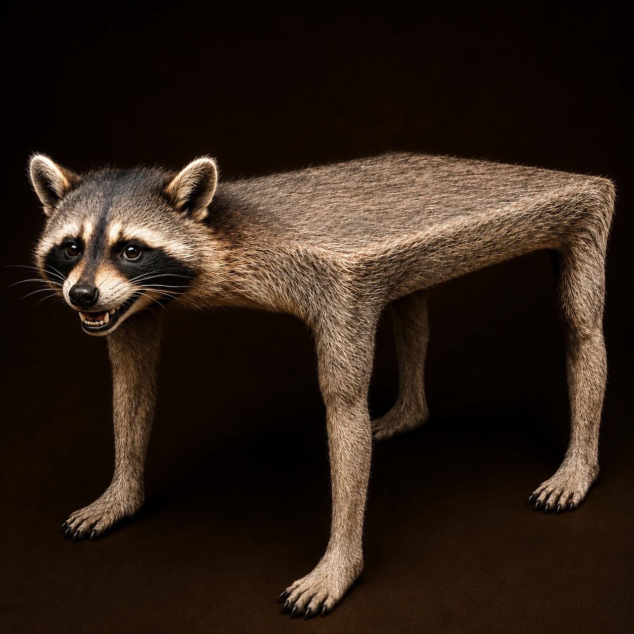Full-body mutant raccoon table